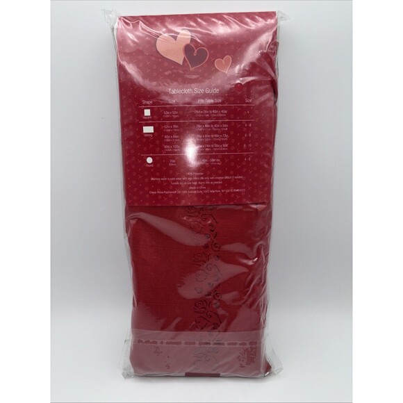 Red Cutwork Tablecloth 52" X 70" Oblong Red Valentine Sweetheart Table Anniversa - Picture 5 of 6